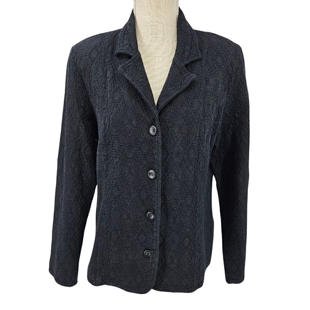 Focus Casual Life Textured Blazer Jacket Black Women’s Size S Lagenlook Career